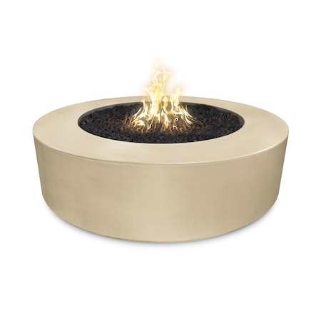 The Outdoor Plus 72 Round Florence Fire Pit, GFRC Concrete, Vanilla, Plug & Play Electronic Ignition, Liquid Propane OPT-FL72EKIT-VAN-LP